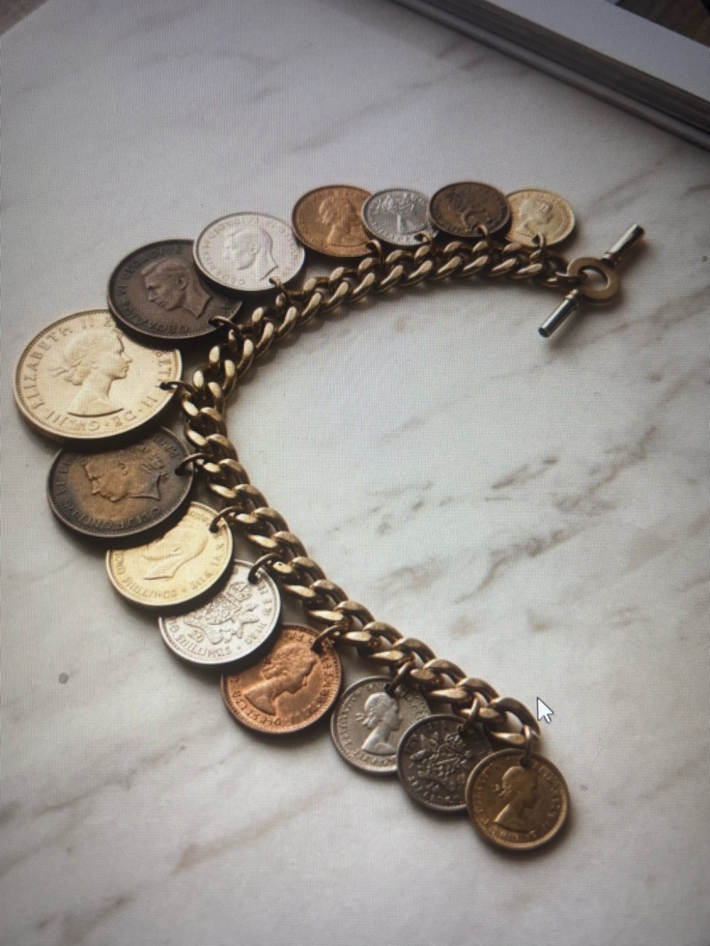 Vintage Gold-Tone International Coin Charm Bracelet - Gold and Mixed Metal
